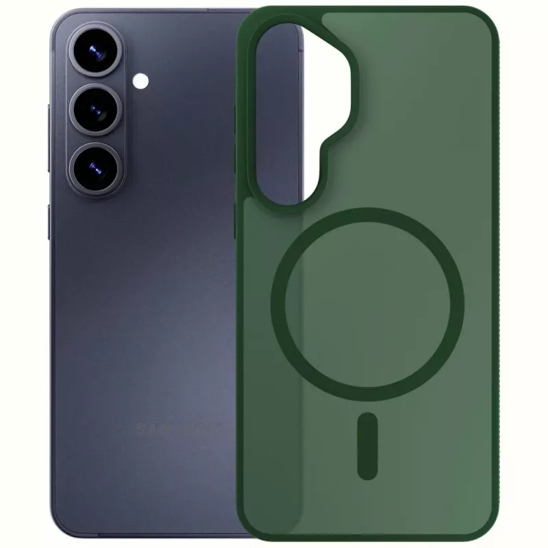 3MK PROTECTION Smoke MagCase para Samsung Galaxy S26 - Funda trasera mate verde translúcida con MagSafe, protección contra caídas, anti-amarilleo