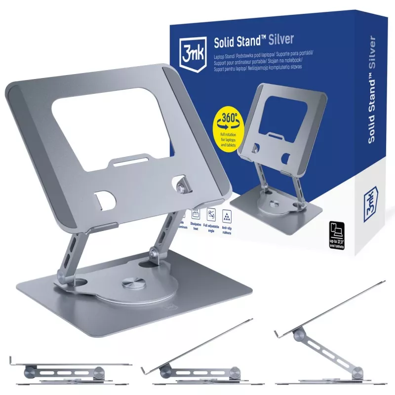 3mk Solid Stand - Soporte universal plateado para teléfono y tablet