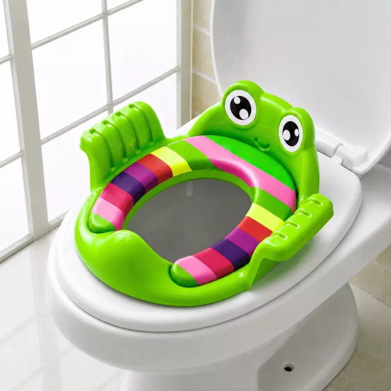 LEAN TOYS Reductor de inodoro para niños, asiento suave con asas, verde
