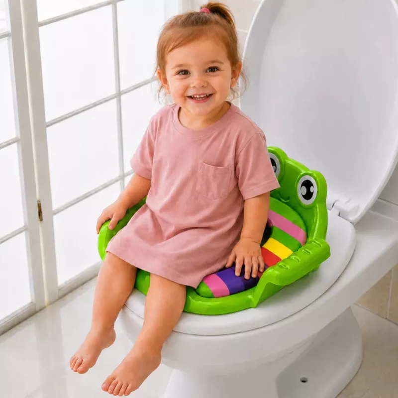 LEAN TOYS Reductor de inodoro para niños, asiento suave con asas, verde