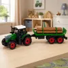 LEAN TOYS Tractor agrícola con transportador de madera, motor de retroceso, balas, 35 cm