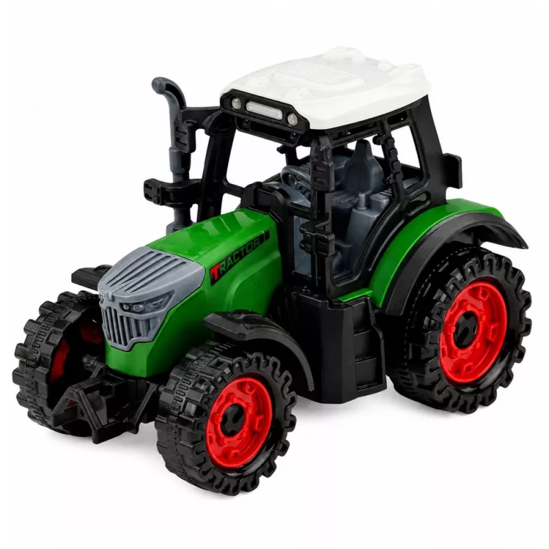 LEAN TOYS Tractor agrícola con transportador de madera, motor de retroceso, balas, 35 cm