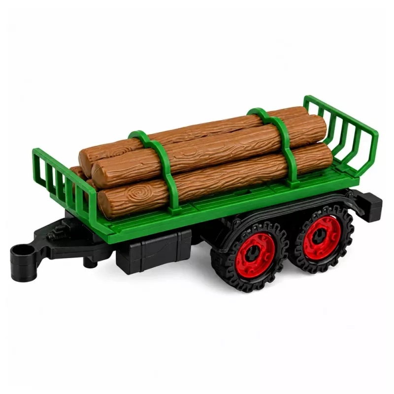 LEAN TOYS Tractor agrícola con transportador de madera, motor de retroceso, balas, 35 cm