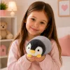 LEAN TOYS Pingüino de peluche, peluche suave blanco y gris 16 cm