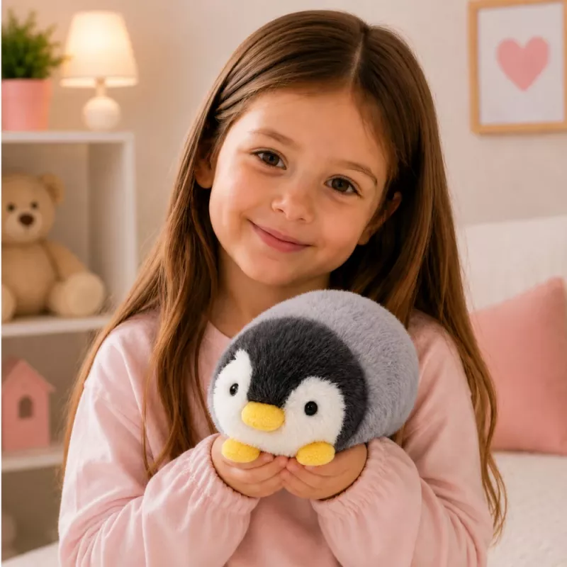 LEAN TOYS Pingüino de peluche, peluche suave blanco y gris 16 cm