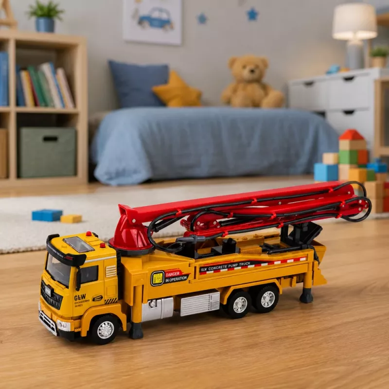 LEAN TOYS Camión hormigonera RC de juguete con luces, sonidos, pulverizador de agua, escala 1:40