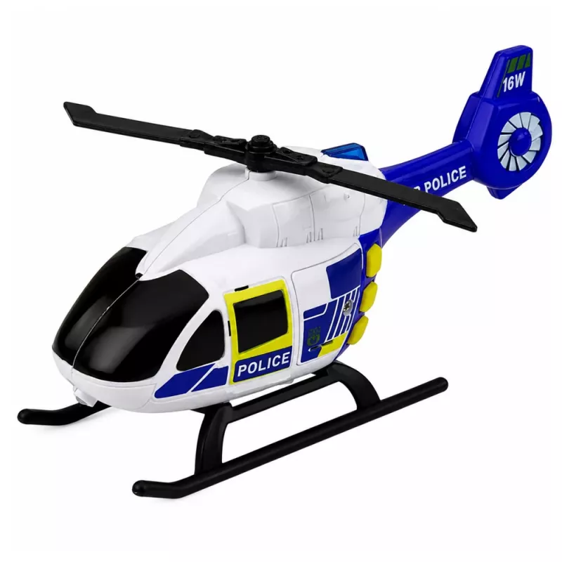 LEAN TOYS Set de policía helicóptero moto coche de policía luces sonidos 1:32