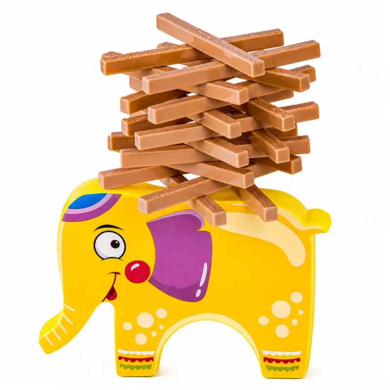LEAN TOYS Juego de habilidad elefante equilibrista torre de bloques construir elefante 61 piezas