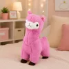 LEAN TOYS Alpaca llama de peluche, peluche suave pelo rosa 38 cm