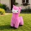 LEAN TOYS Alpaca llama de peluche, peluche suave pelo rosa 38 cm