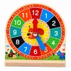 LEAN TOYS Reloj didáctico de madera para aprender la hora con manecillas móviles y tarjetas, 55 piezas