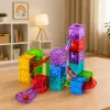 LEAN TOYS Bloques magnéticos cubos pista de bolas multicolor 33 piezas