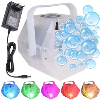LIGHT4ME BUBBLE LED Máquina de burbujas pequeña y eficiente con iluminación RGB, negra, 25W, depósito de 0,6L