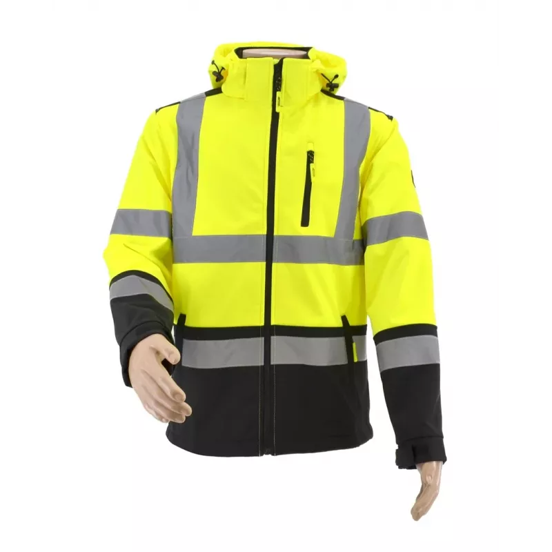 AWTOOLS chaqueta softshell T3 de alta visibilidad, reflectante, negra, talla S