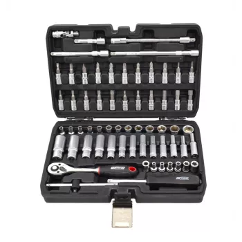 AWTOOLS juego de vasos de 63 piezas 1/4 inch BLACK LINE con carraca, puntas y maletín