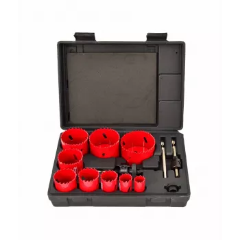 AWTOOLS set de sierras de corona bimetálicas 19-64 mm, 13 piezas con 2 portabrocas y maletín