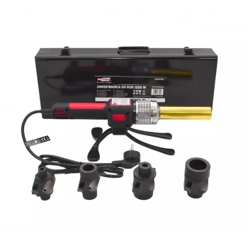 AWTOOLS termofusora 1200W para tubos PVC PP PE PB PPR, 16-32mm, 4 pares de boquillas, termostato ajustable, carcasa metálica