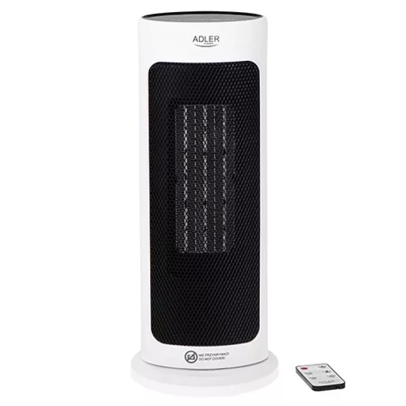 Adler AD 7738 Calefactor cerámico 2000W con mando a distancia, Blanco