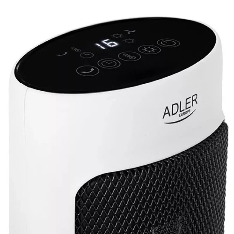 Adler AD 7738 Calefactor cerámico 2000W con mando a distancia, Blanco