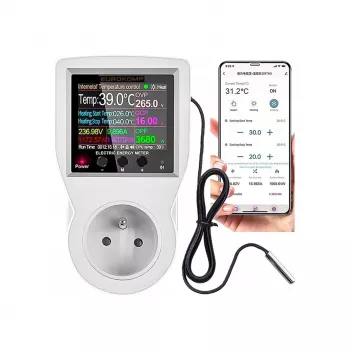 Enchufe inteligente Wi-Fi con termostato y monitorización de energía, 230V, Tuya