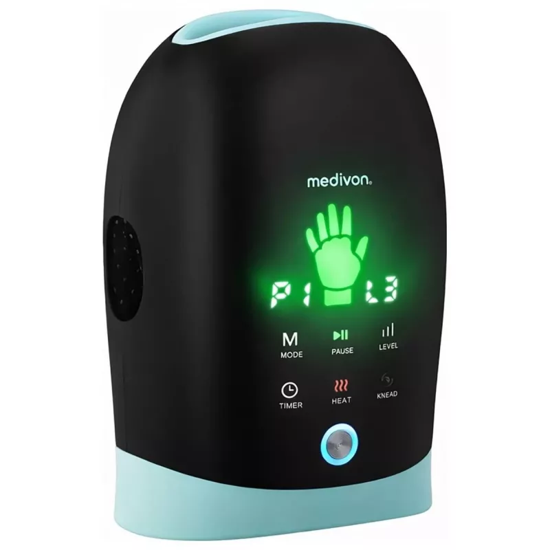 MEDIVON Hand Max Masajeador de mano y muñeca con calor, Negro