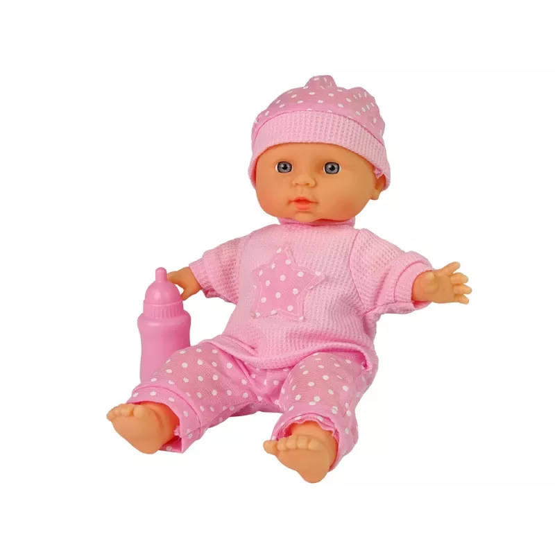 LEAN TOYS Sweet Baby Muñeca Rosa Biberón Sonidos Muñeca interactiva de 30cm con biberón