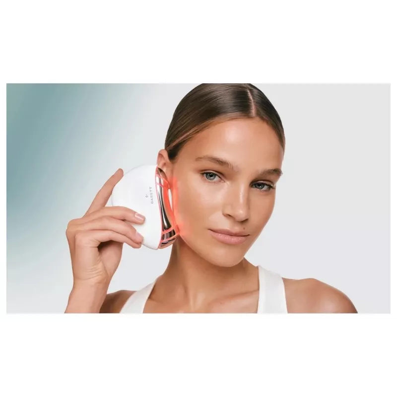 Garett Beauty Glow Stone Blanco – Masajeador facial electrónico con calor y vibración