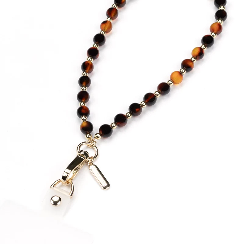 Crong Phone Charm Lanyard - Cordón de cuentas con estampado carey