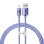 Cable Baseus Crystal Shine Lightning a USB-A 1,2 m morado, carga rápida 2,4 A
