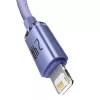 Cable Baseus Crystal Shine Lightning a USB-A 1,2 m morado, carga rápida 2,4 A
