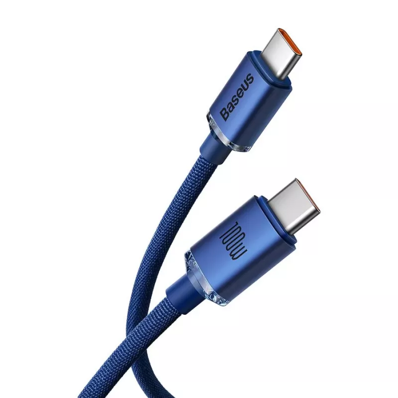 Cable Baseus USB-C a USB-C Crystal Shine 100W 1,2m azul