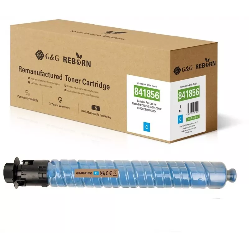 G&G GR-R841856 Cartucho de tóner compatible con Ricoh 841856, 22500 páginas, cian