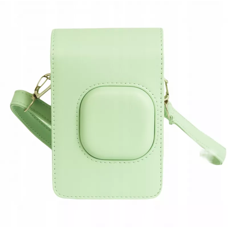 LOVEINSTANT Bolsa de piel sintética verde para Fujifilm Instax Mini LiPlay - Bolsa para cámara vintage con correa ajustable