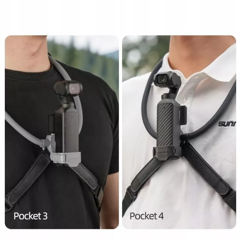 SUNNYLIFE Soporte de cuello flexible para DJI Osmo Pocket 3/4, cámaras de acción POV, Negro