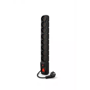 ACAR S8 PRO Regleta protectora contra sobretensiones 3m – 8 tomas, 155J, 2300W, negra