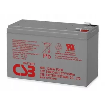 CSB HRL1234WF2 Batería VRLA de larga duración 12V 9Ah – vida útil de diseño de 8-10 años, conectores Faston F2