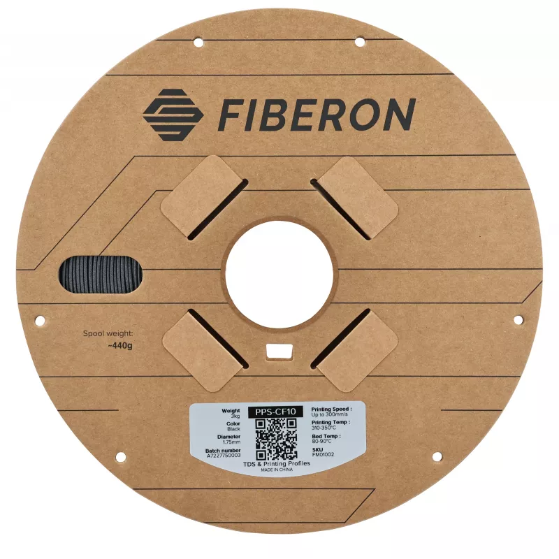 Polymaker Fiberon PPS-CF10 Filamento para impresora 3D, 1,75 mm, 3 kg, negro