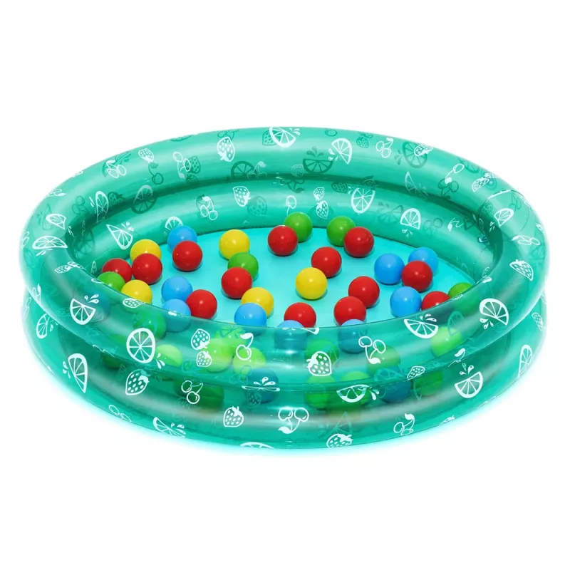 Bestway 51141 Piscina de jardín inflable con 50 bolas, transparente con puntos, 91 cm