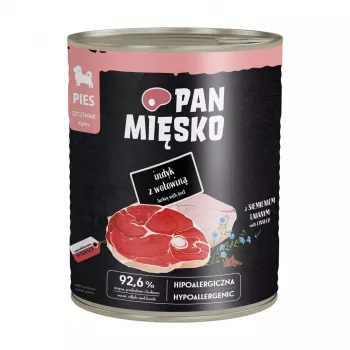 PAN MIĘSKO Comida para cachorros pavo con carne de vacuno, comida húmeda 800g – Comida completa y equilibrada, sin cereales, en lata para cachorros de todas las razas