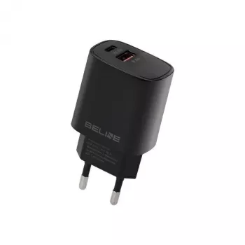 Beline Cargador de pared GaN 30W USB-C PD + USB-A QC negro (solo cargador)