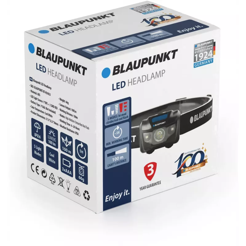 Blaupunkt BT-HL9023 linterna frontal LED, 100 lm (BLAUPUNKTBT-HL9023)