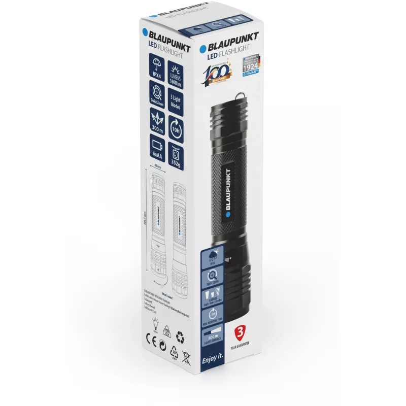 Blaupunkt BT-FL8066 linterna LED con zoom, 1600 lm (BLAUPUNKTBT-FL8066)