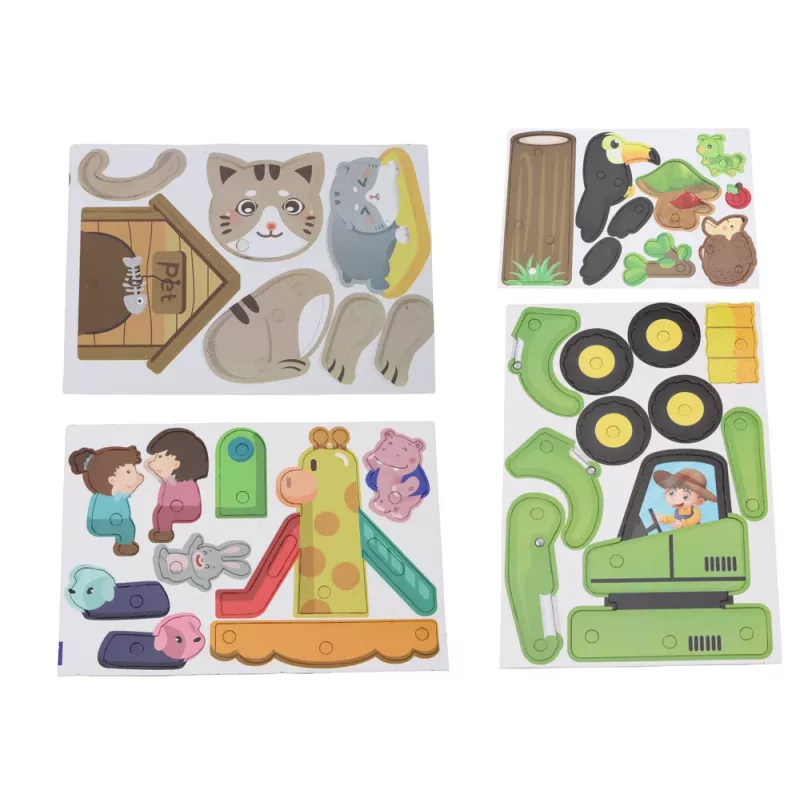 LEAN TOYS Puzzle de construcción 3D bloques DIY dinosaurio taladro desmontable