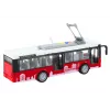 LEAN TOYS Autobús trolebús 1:16 luces sonidos motor blanco y rojo