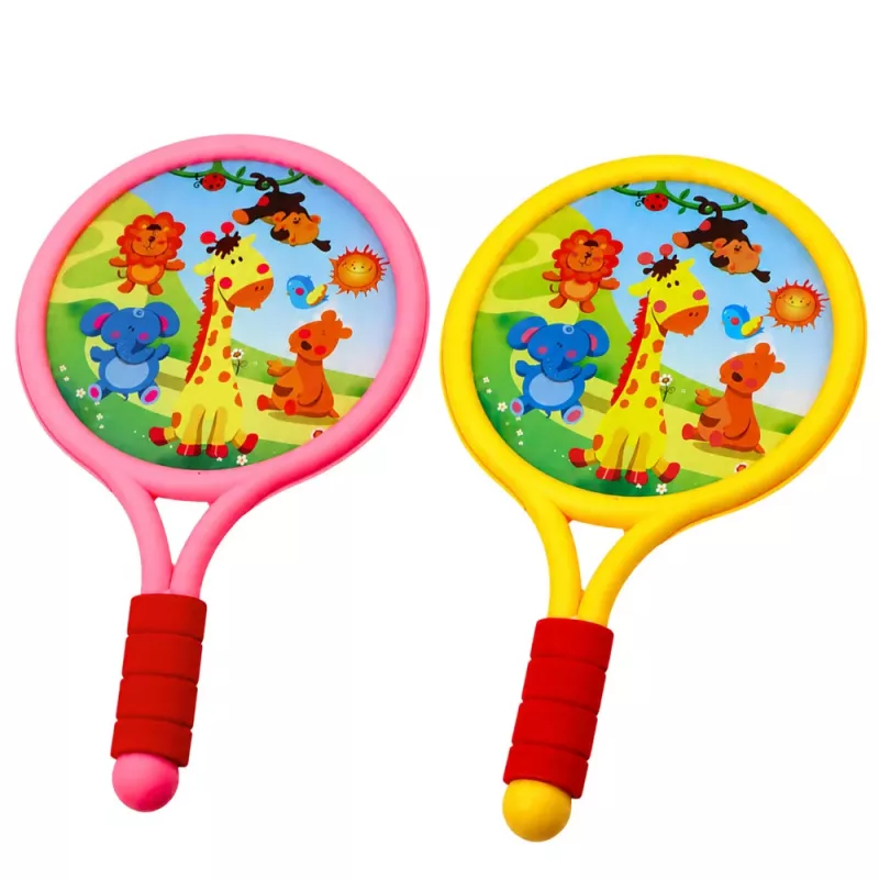 LEAN TOYS Palas de bádminton infantiles animales amarillo rosa