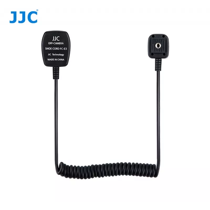 JJC FC-E3 cable de sincronización TTL de flash fuera de cámara para Canon EOS, cable espiral de 1,3 m, paso E-TTL II