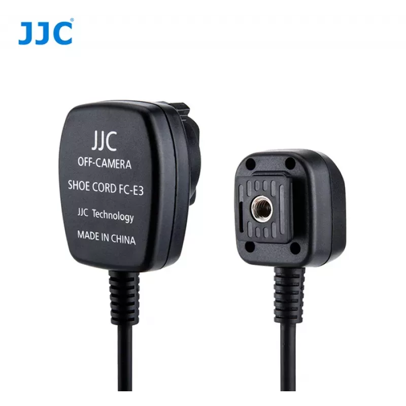 JJC FC-E3 cable de sincronización TTL de flash fuera de cámara para Canon EOS, cable espiral de 1,3 m, paso E-TTL II