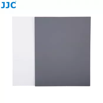 JJC GC Series Set de tarjetas de calibración fotográfica 2 en 1 – Tarjeta gris al 18% y tarjeta de balance de blancos, 20 x 25 cm, plástico resistente, con correa