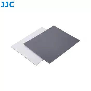 JJC GC Series Set de tarjetas de calibración fotográfica 2 en 1 – Tarjeta gris al 18% y tarjeta de balance de blancos, 20 x 25 cm, plástico resistente, con correa