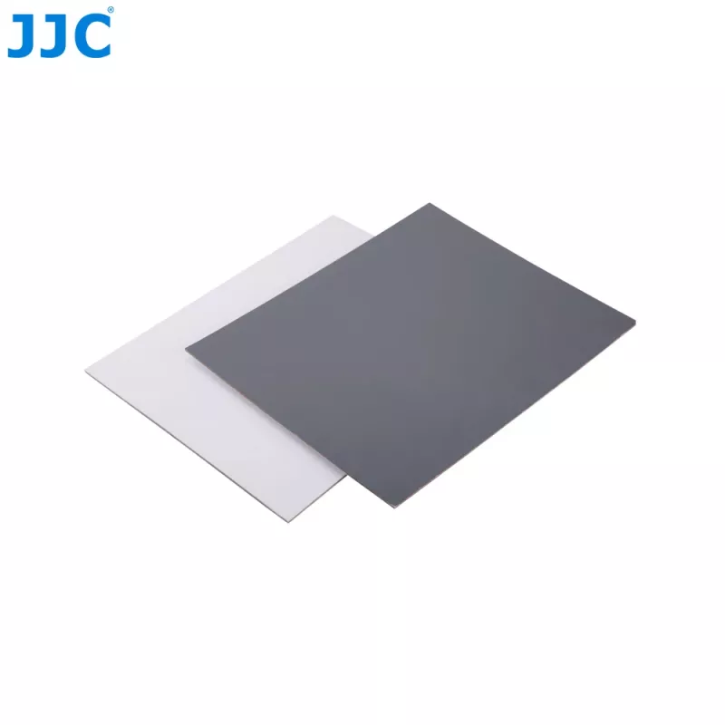 JJC GC Series Set de tarjetas de calibración fotográfica 2 en 1 – Tarjeta gris al 18% y tarjeta de balance de blancos, 20 x 25 cm, plástico resistente, con correa
